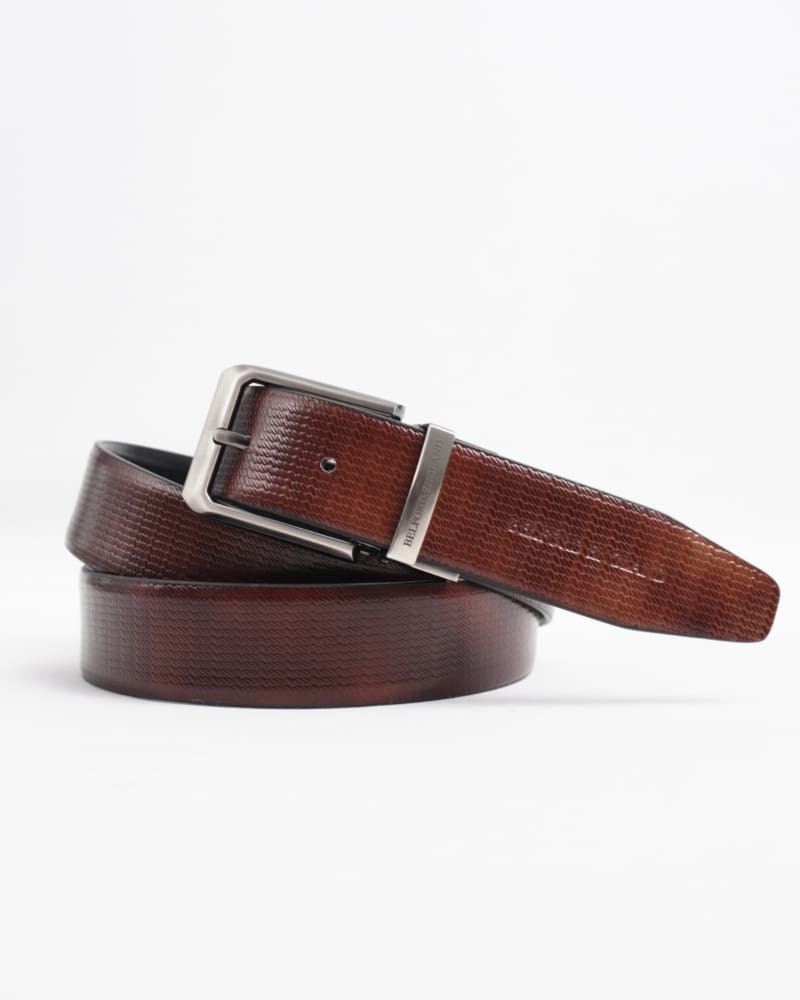 Milan Men's Original Leather Belt  Reversible (Black & Brown)