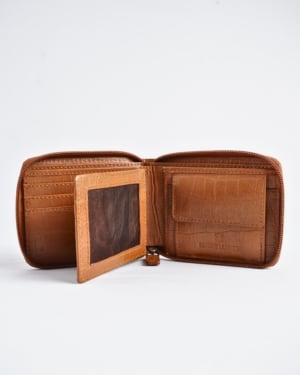 Tokyo Men’s Original Leather Wallet ( Almond Croco Brown)