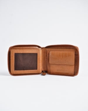 Tokyo Men’s Original Leather Wallet ( Almond Croco Brown)