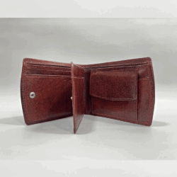 Darry - Men’s Original Leather D Shape Wallet (Brown & Cherry Blend)