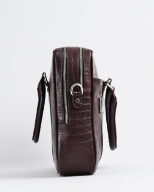 Executive Men's Original Leather Briefcase (Croco Cherry)