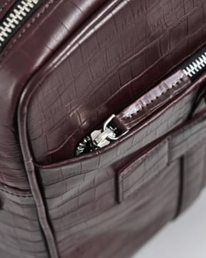 Executive Men's Original Leather Briefcase (Croco Cherry)