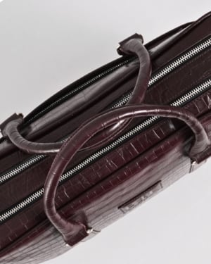 Executive Men's Original Leather Briefcase (Croco Cherry)