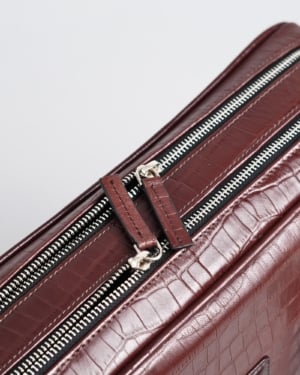 Executive Men's Original Leather Briefcase (Croco Rich Brown)