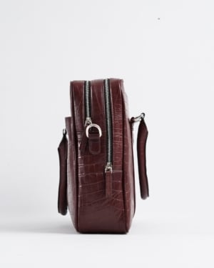 Executive Men's Original Leather Briefcase (Croco Rich Brown)