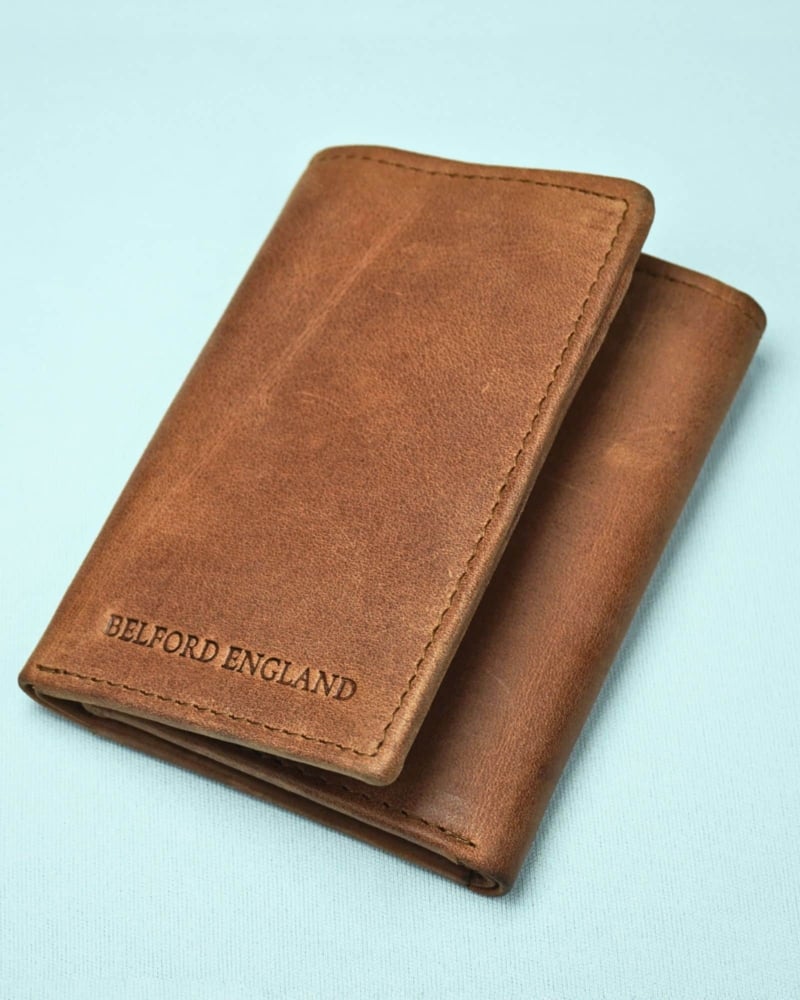 Donchester Men’s Original Leather Tri-Fold Wallet (Vintage Tan)