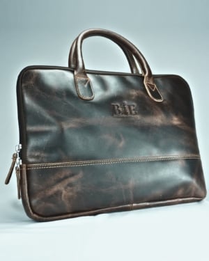 Executive Sleek Series - Men's Original Leather Laptop Bag (Dark Brown)