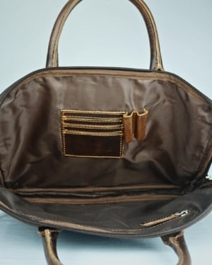 Executive Sleek Series - Men's Original Leather Laptop Bag (Dark Brown)
