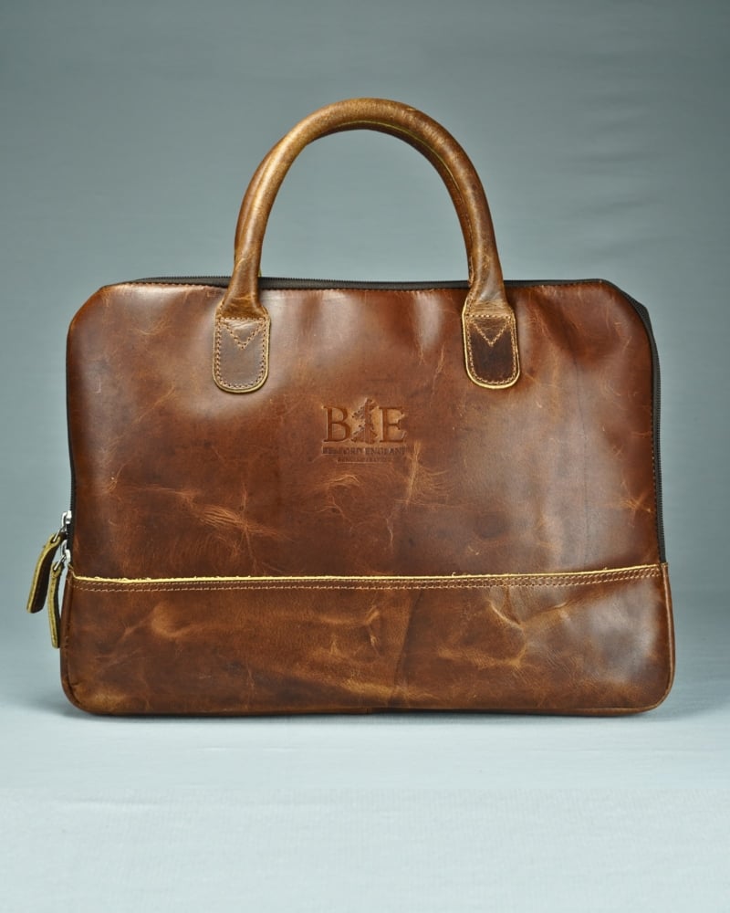 Executive Sleek Series - Men's Original Leather Laptop Bag (Tan)