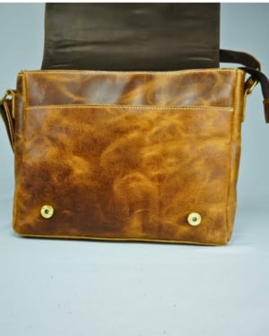 PortoBello - Stylish Men's Original Leather Laptop Crossbody Bag (Tan)