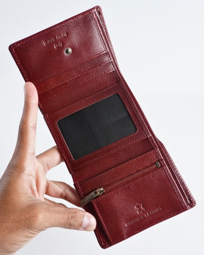 Dublin - Men’s Original Leather Trifold Wallet (Brown & Cherry Blend)