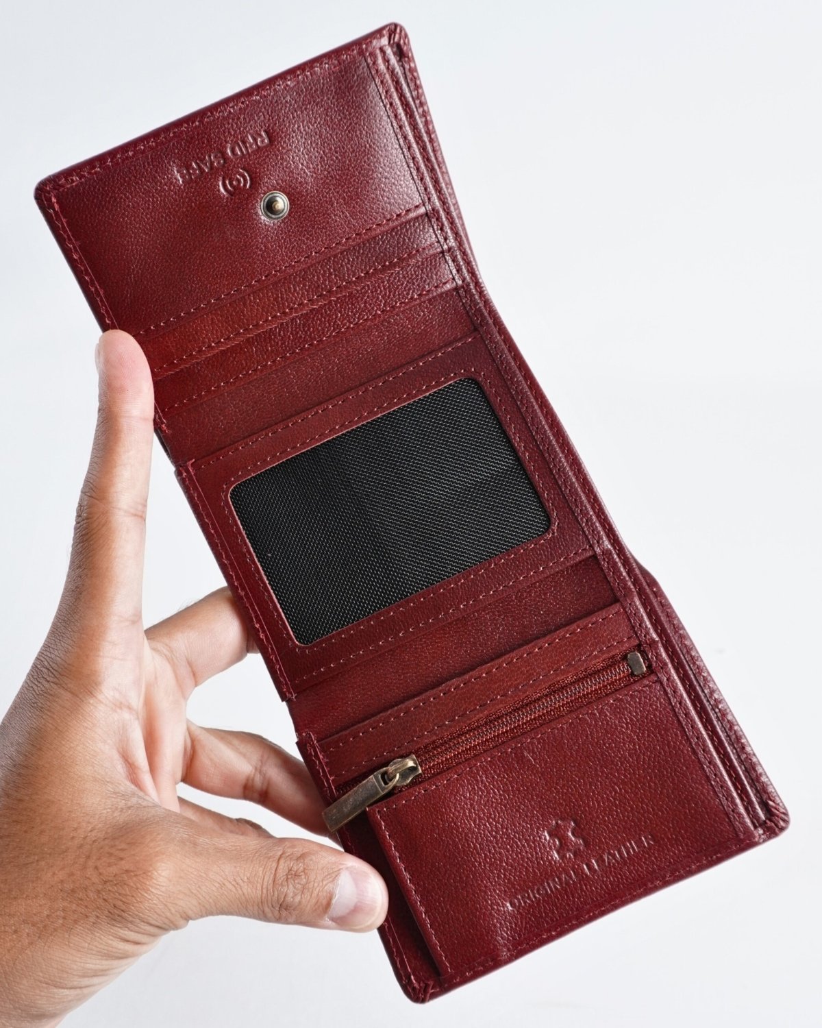 Dublin - Men’s Original Leather Trifold Wallet (Brown & Cherry Blend)