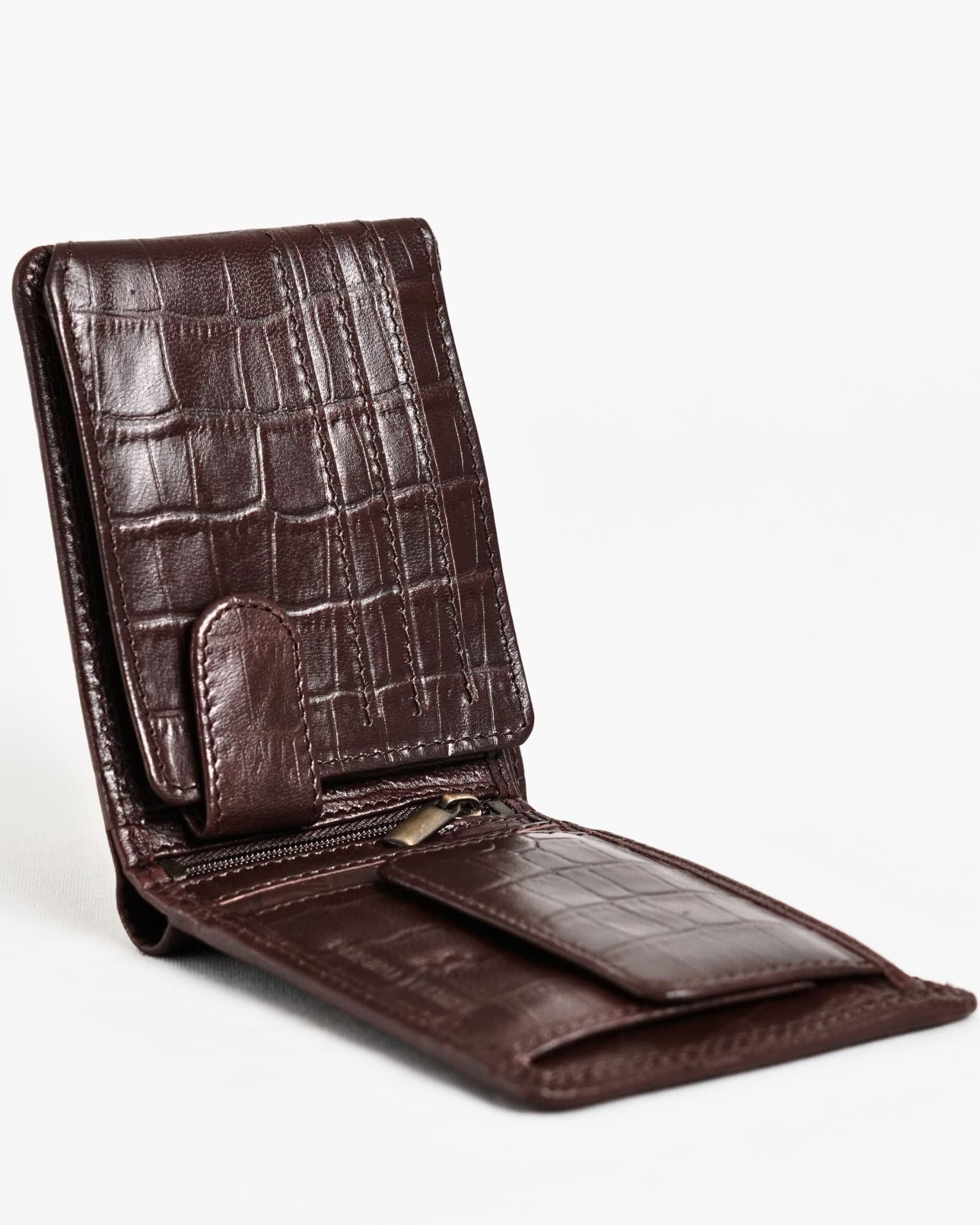 Cambridge Men's Original Leather Wallet (Croco Cherry) - Belford