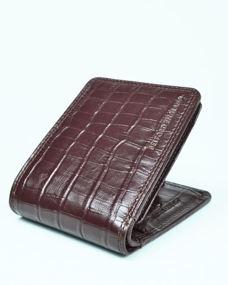 Cambridge Men’s Original Leather Wallet (Croco Cherry)