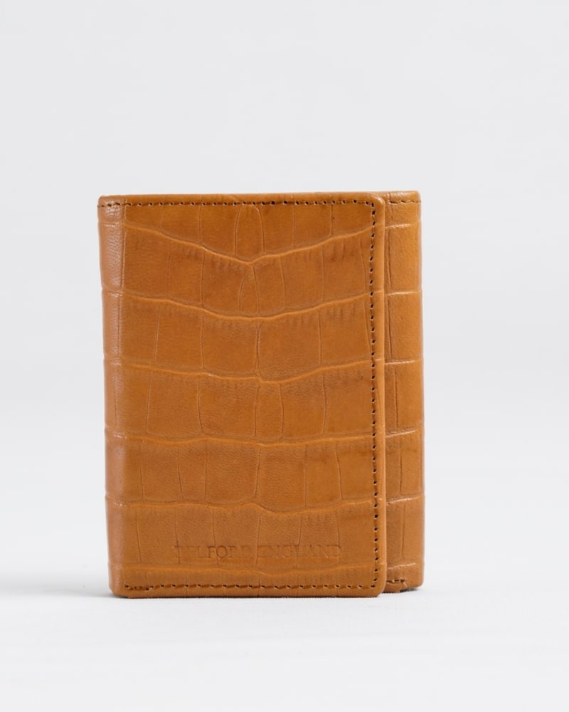 Dublin - Men’s Original Leather Trifold Wallet (Croco Rich Tan)