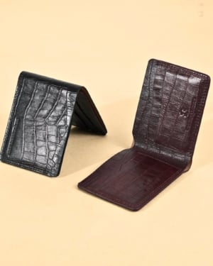 Berlin - Men’s Original Leather Sleek Wallet (Croco Cherry)