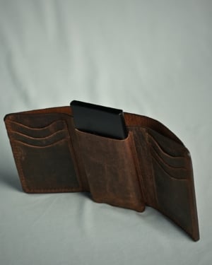 Detroit - Men’s Original Leather [Smart Card Pop UP] Wallet (Rugged Brown)