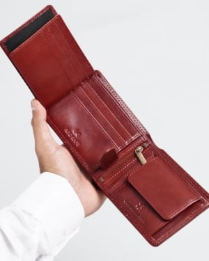 Harvard Men’s Original Leather Wallet (Brown & Cherry Blend)