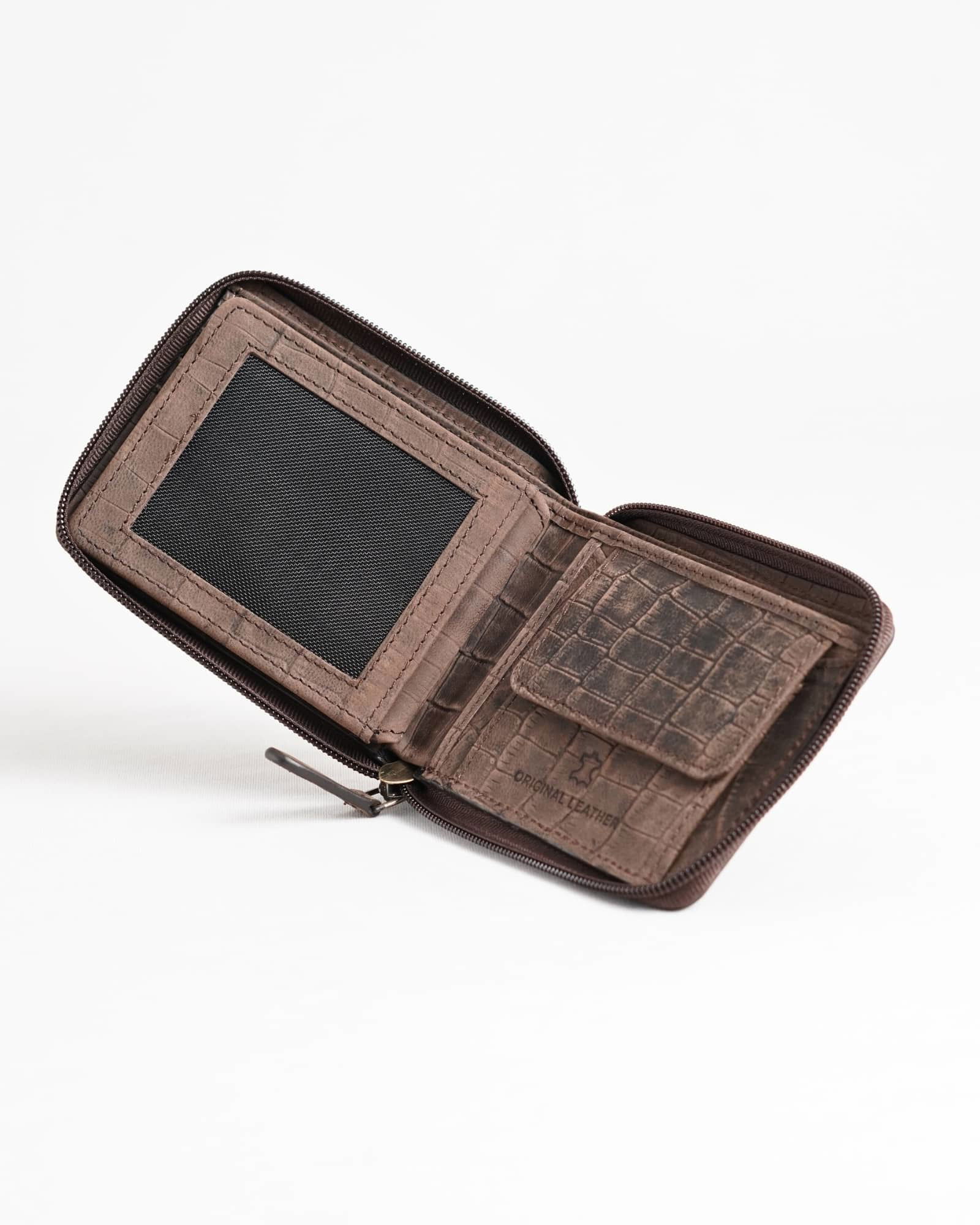 Tokyo Men's Original Leather Wallet (Croco Rugged Brown) - Belford