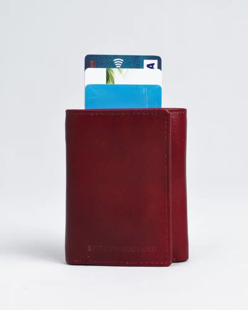 Detroit - Men’s Original Leather [Smart Card Pop UP] Wallet (Brown & Cherry Blend)