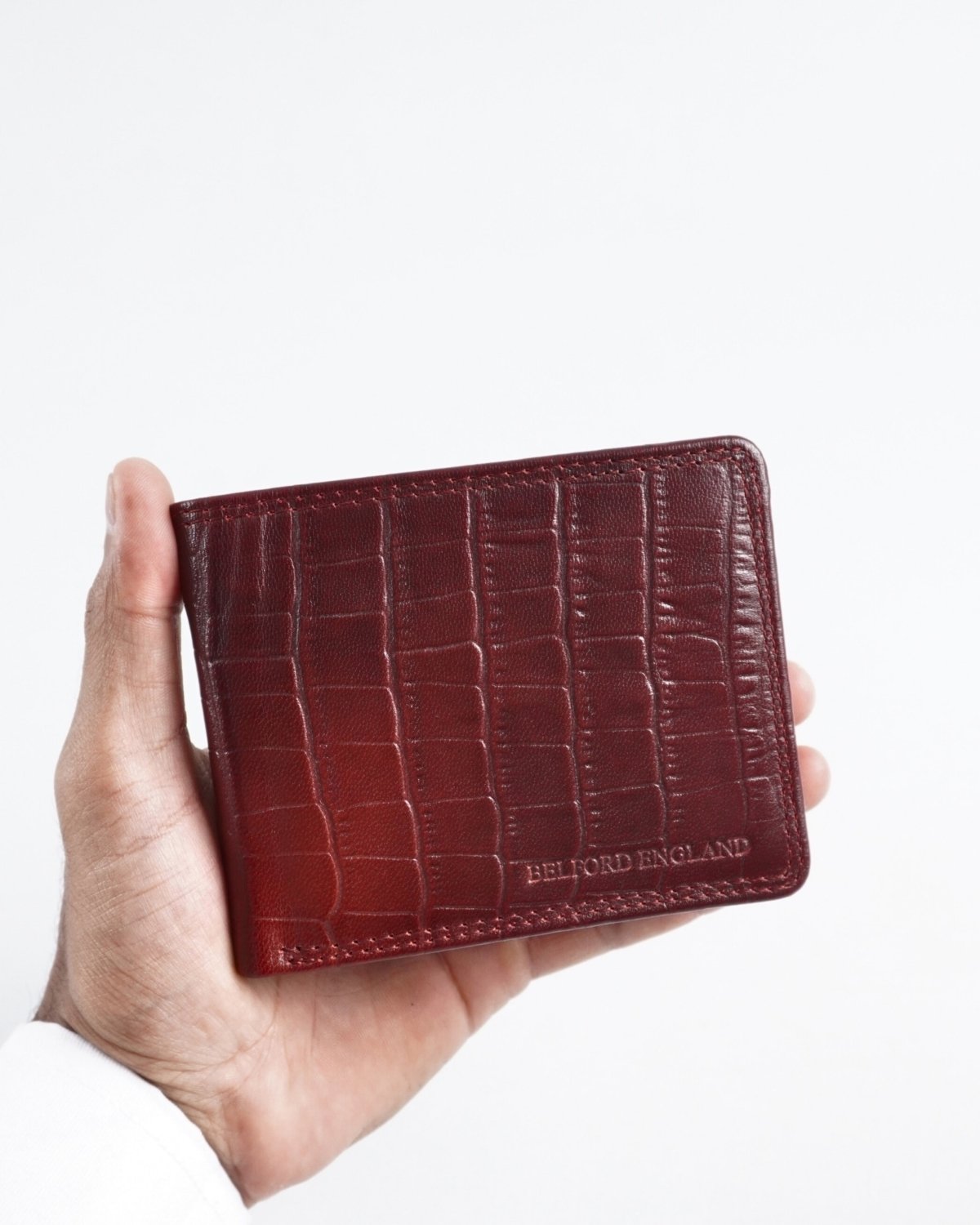 Cambridge Men’s Original Leather Wallet (Croco Cherry & Brown Blend )