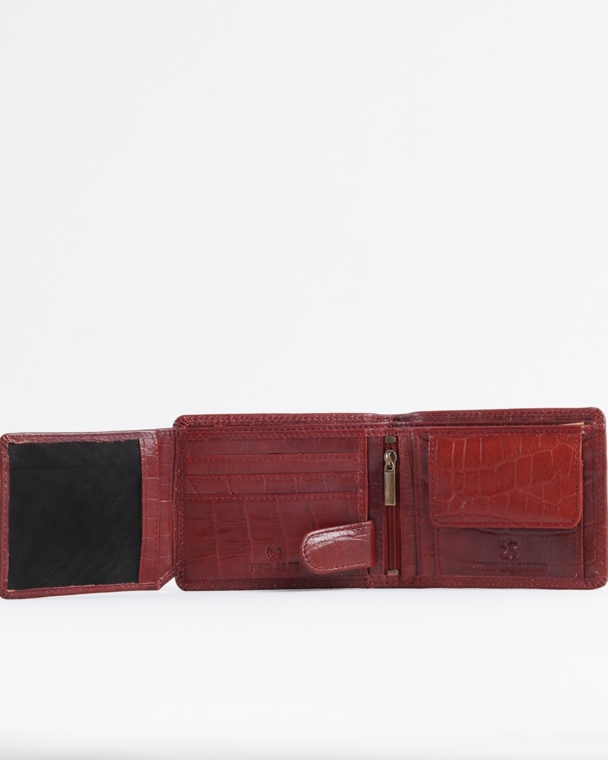 Cambridge Men’s Original Leather Wallet (Croco Cherry & Brown Blend ) Cambridge Men’s Original Leather Wallet (Croco Cherry & Brown Blend )