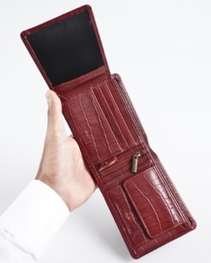 Cambridge Men’s Original Leather Wallet (Croco Cherry & Brown Blend )