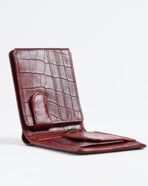 Cambridge Men’s Original Leather Wallet (Croco Cherry & Brown Blend )