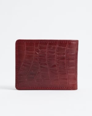Cambridge Men’s Original Leather Wallet (Croco Cherry & Brown Blend )