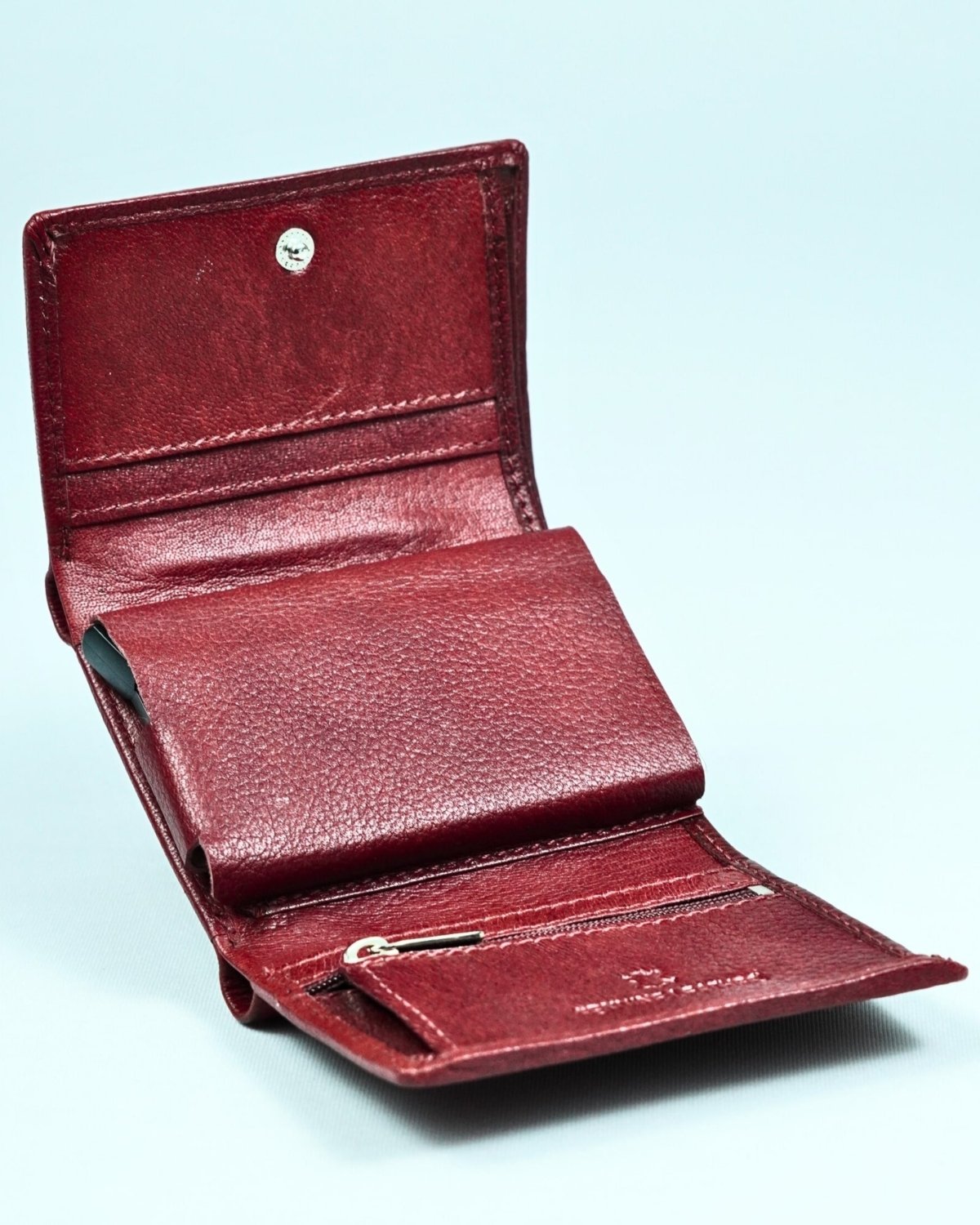 Detroit - Men’s Original Leather [Smart Card Pop UP] Wallet (Brown & Cherry Blend)