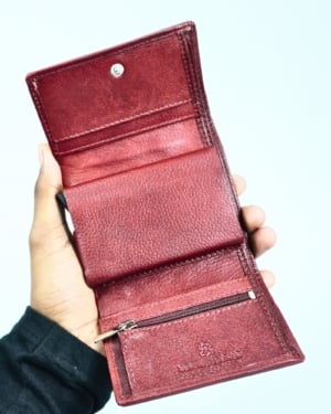 Detroit - Men’s Original Leather [Smart Card Pop UP] Wallet (Brown & Cherry Blend)