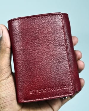 Detroit - Men’s Original Leather [Smart Card Pop UP] Wallet (Brown & Cherry Blend)