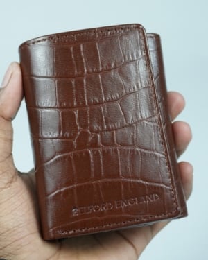 Detroit - Men’s Original Leather [Smart Card Pop UP] Wallet (Croco Rich Brown)