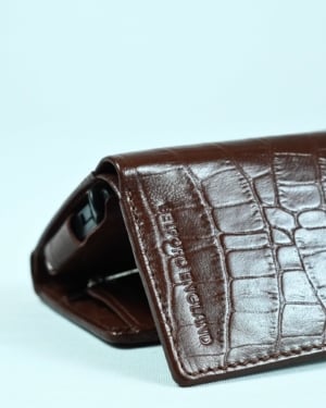 Detroit - Men’s Original Leather [Smart Card Pop UP] Wallet (Croco Rich Brown)