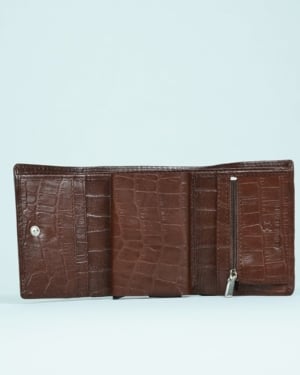 Detroit - Men’s Original Leather [Smart Card Pop UP] Wallet (Croco Rich Brown)