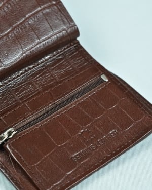 Detroit - Men’s Original Leather [Smart Card Pop UP] Wallet (Croco Rich Brown)