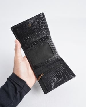 Dublin - Men’s Original Leather Trifold Wallet (Croco Black)