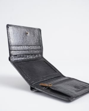 Dublin - Men’s Original Leather Trifold Wallet (Croco Black)