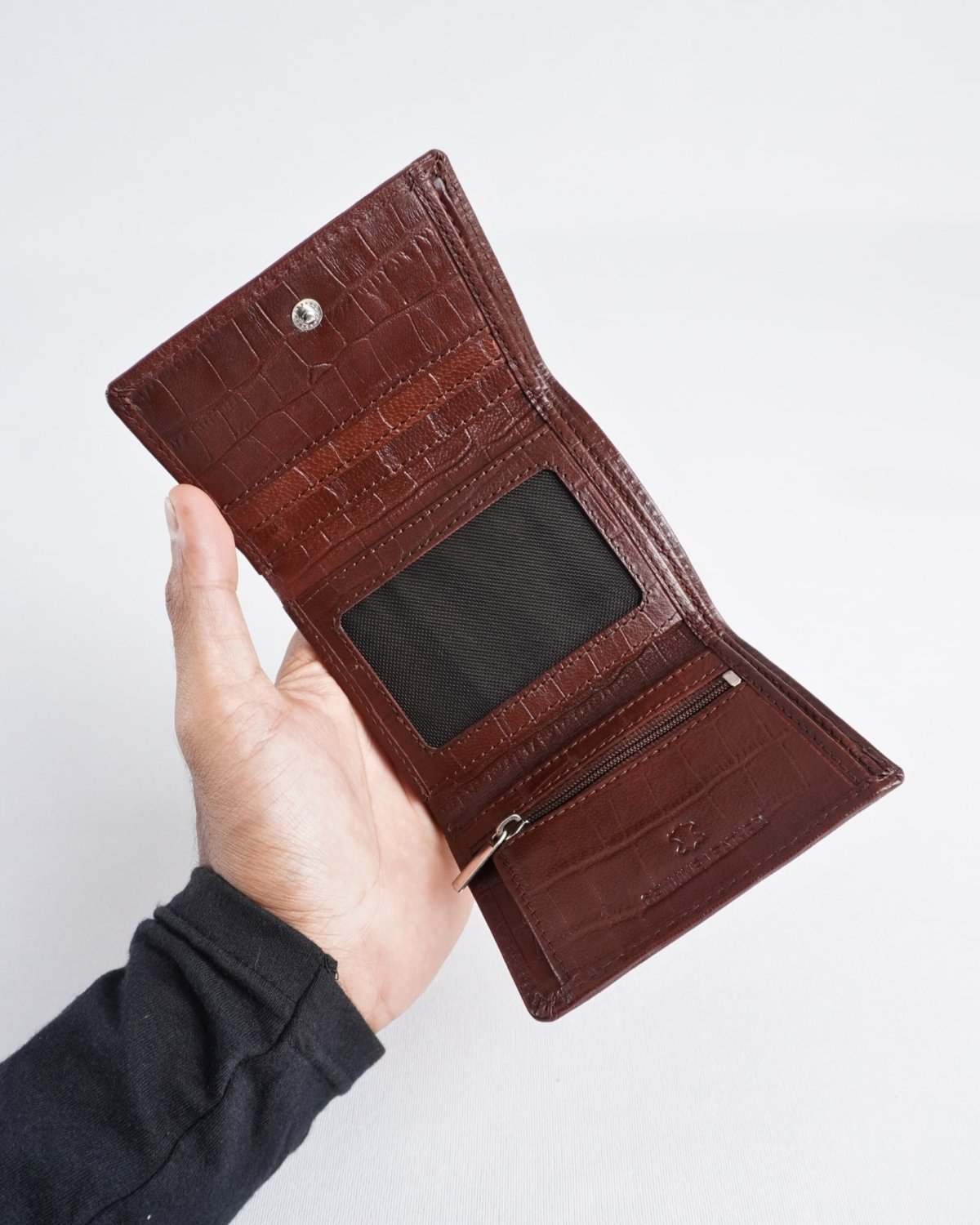 Dublin - Men’s Original Leather Trifold Wallet (Croco Rich Brown)