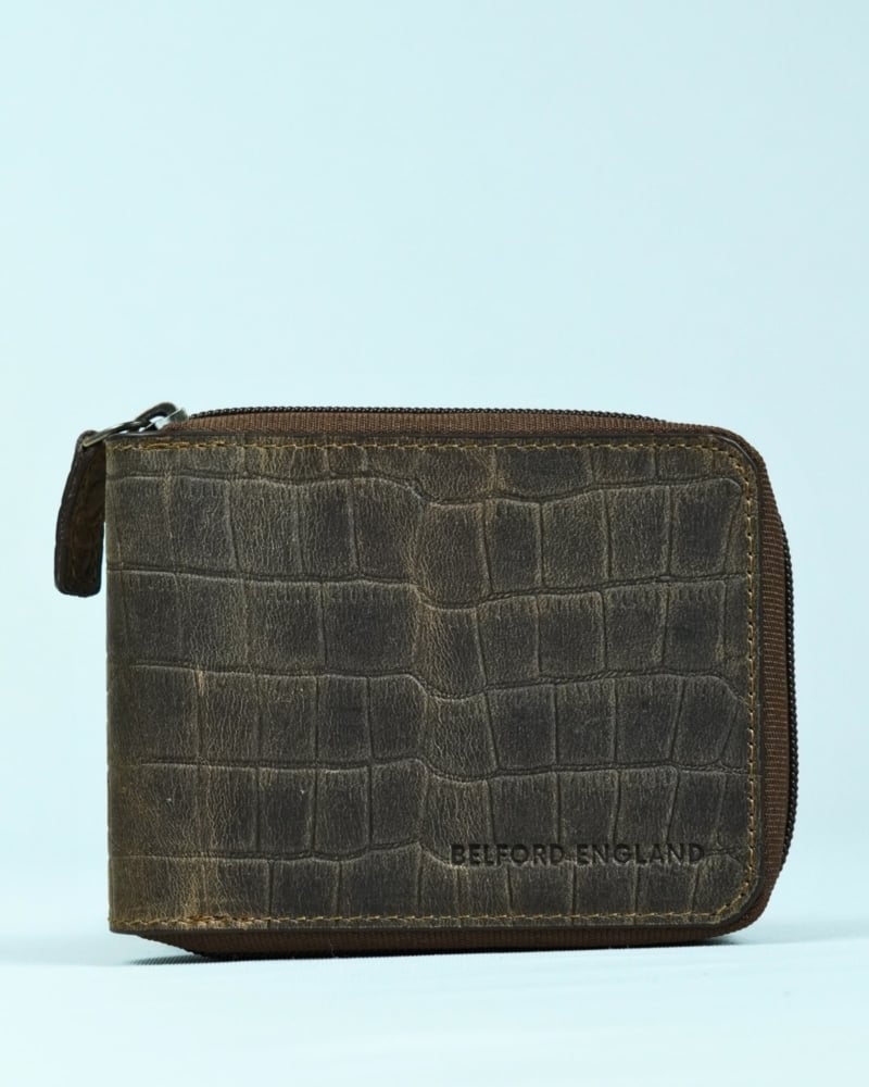 Tokyo Men’s Original Leather Wallet (Croco Rugged Brown)