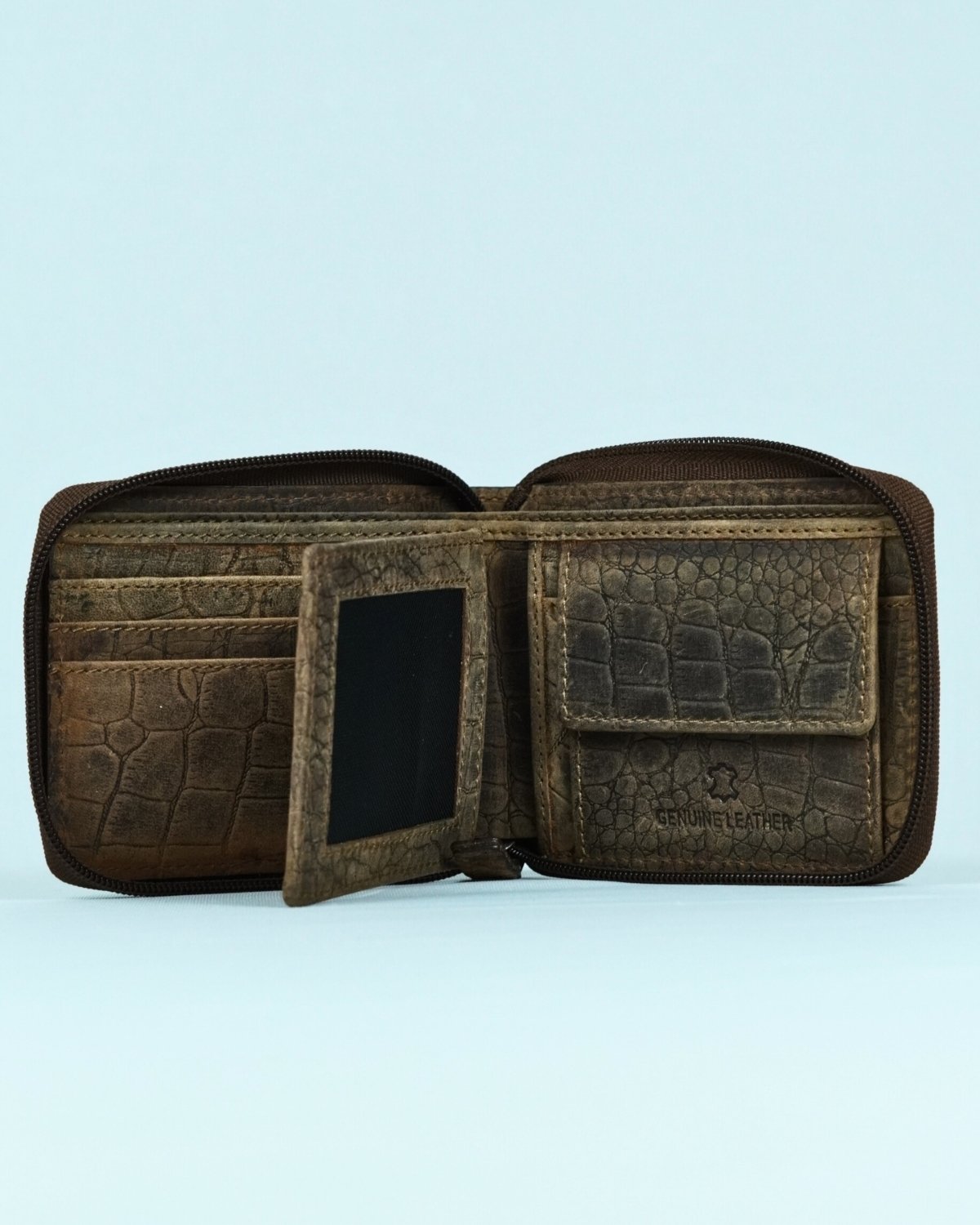 Tokyo Men’s Original Leather Wallet (Croco Rugged Brown)