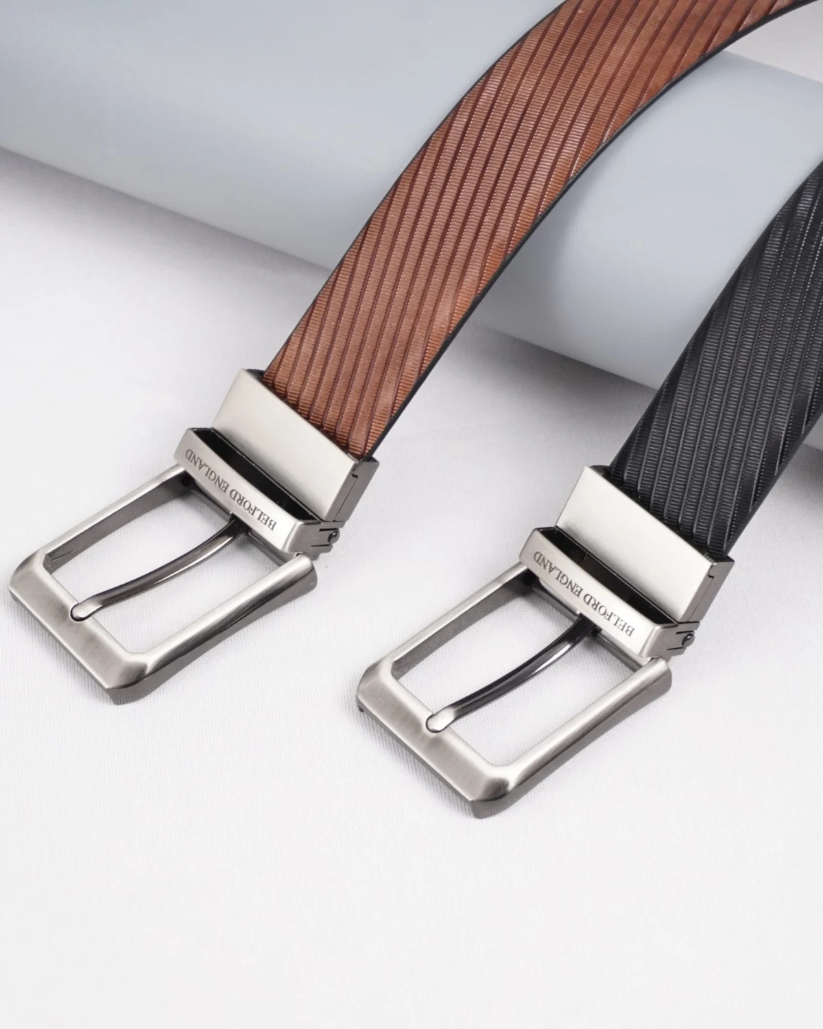 Luton Men's Original Leather Belt Reversible (Black & Brown) - 28-44 - Fits Waist Size: 28-44