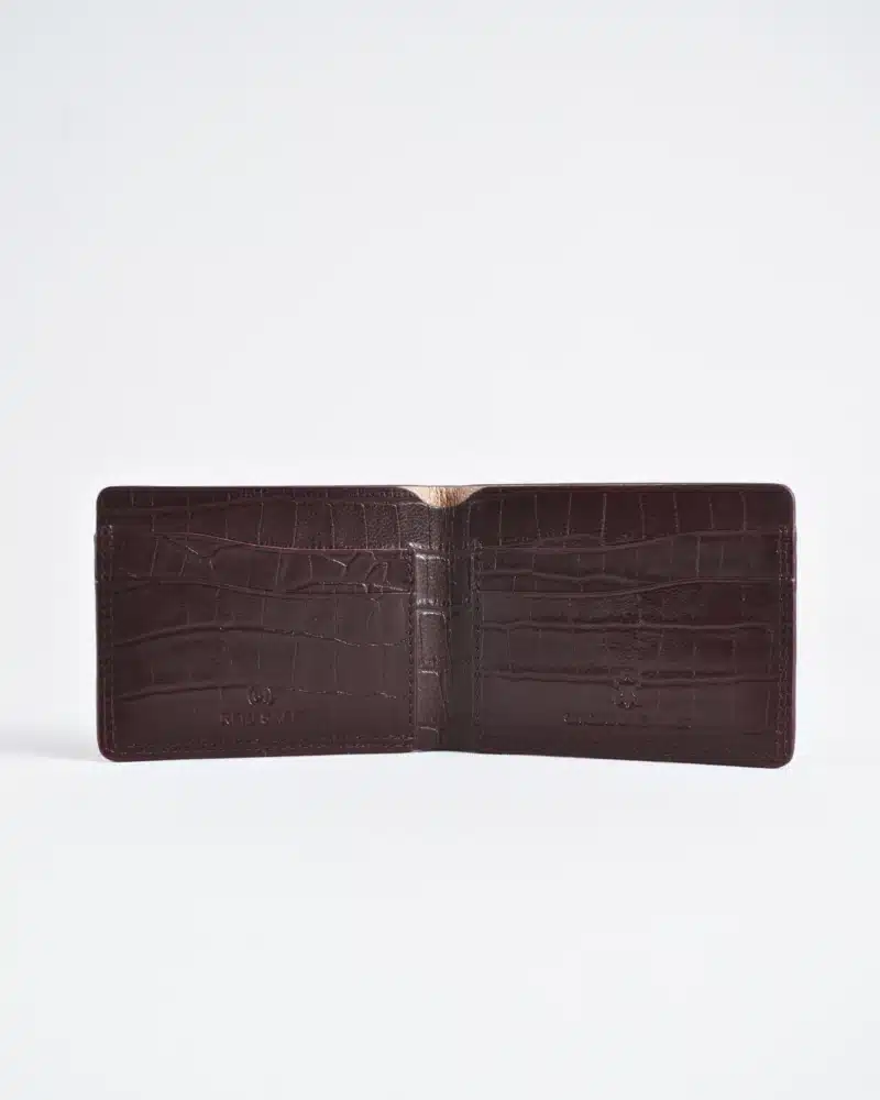 Berlin - Men’s Original Leather Sleek Wallet (Croco Cherry)