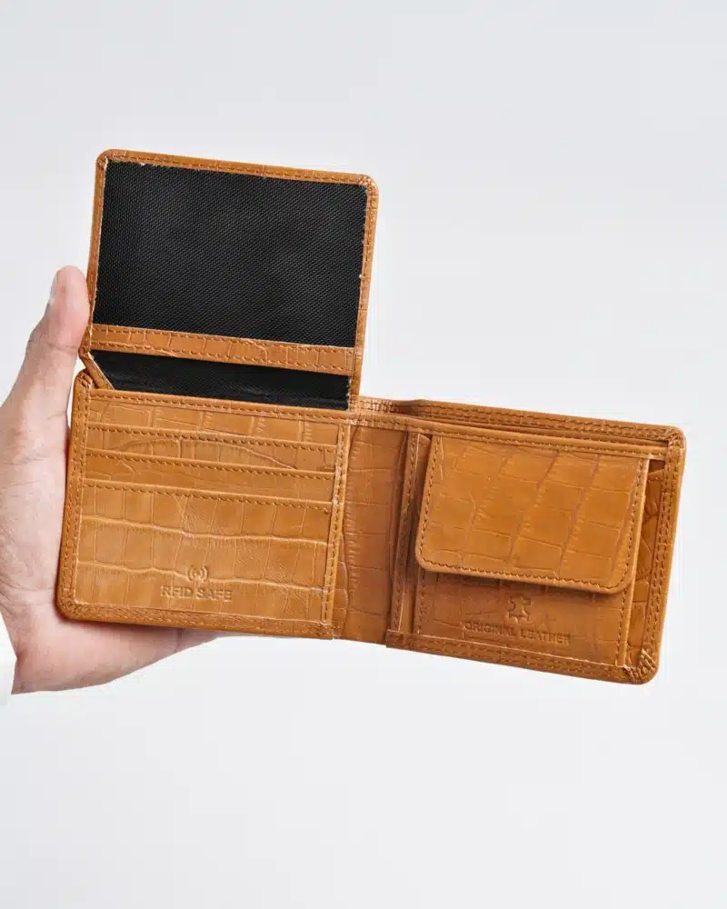 Tanner Men’s Original Leather Wallet (Almond Croco Brown)