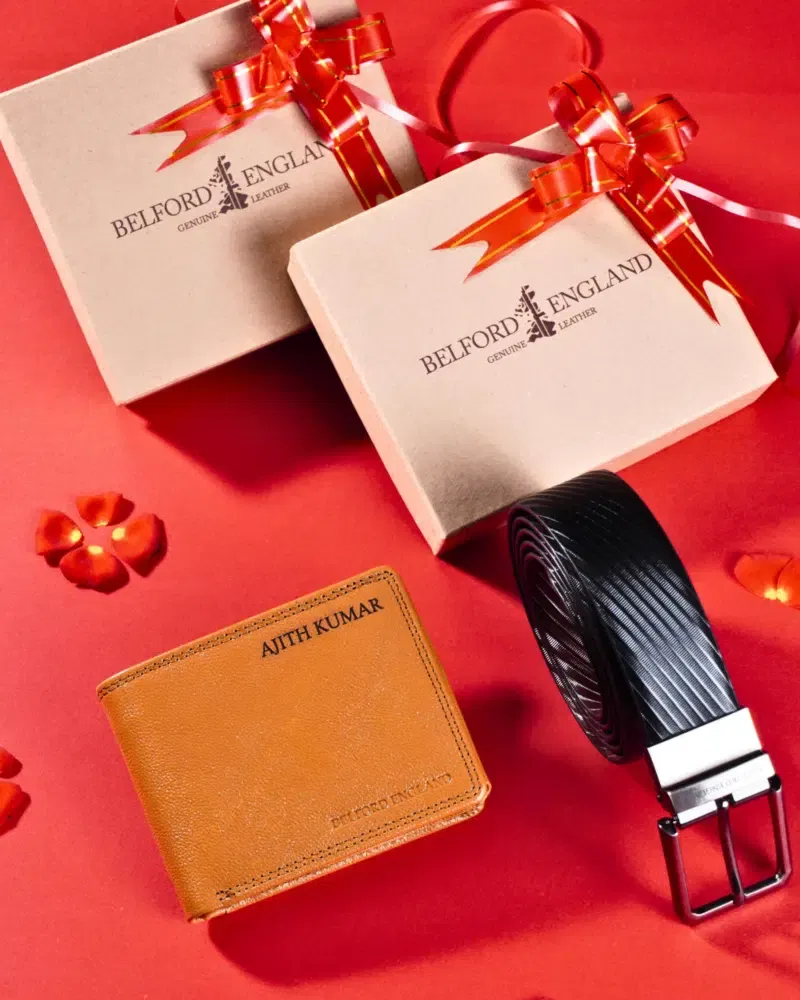Personalized Original Leather Wallet & Belt Combo - Premium Gift for Birthday & Anniversary