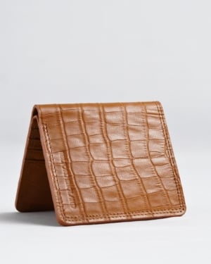 Aubrey - Men’s Original Leather Wallet (Croco Almond Brown)