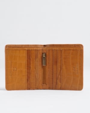 Aubrey - Men’s Original Leather Wallet (Croco Almond Brown)