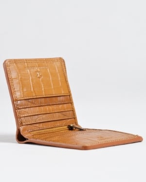 Aubrey - Men’s Original Leather Wallet (Croco Almond Brown)