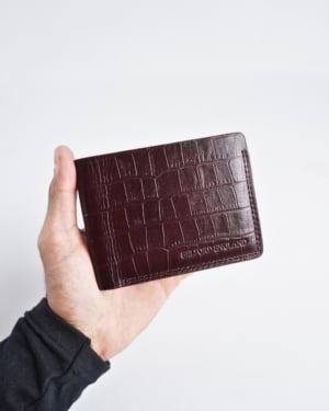 Berlin - Men’s Original Leather Sleek Wallet (Croco Cherry)
