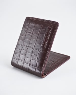 Berlin - Men’s Original Leather Sleek Wallet (Croco Cherry)
